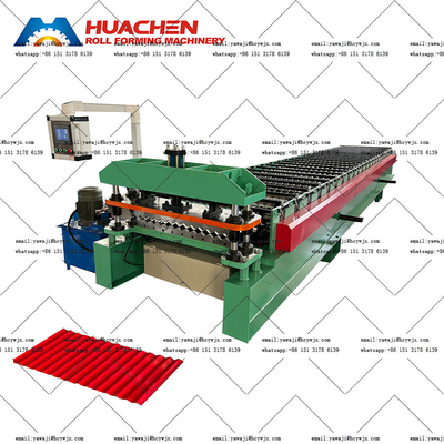 Máquina automática de formación de rodillos de techo de hierro corrugado con accionamiento de cadena para la producción de material PPGI / GI