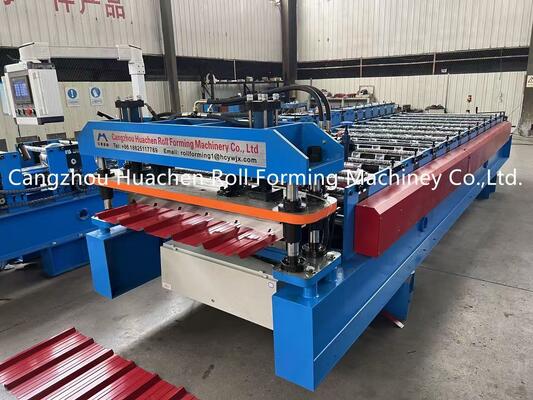 Máquina de moldeado de láminas de techo de control de motor hidráulico con 12 estaciones para un grosor de material de 0,3-0,6 mm