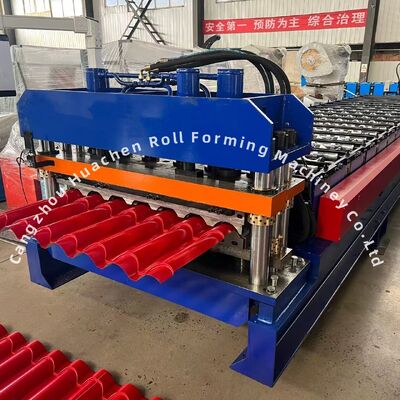 1220 mm de ancho de panel de azulejos vidriados máquina de formación de rodillos con 18 estaciones de rodillo y accionamiento de la cadena para la construcción de acero