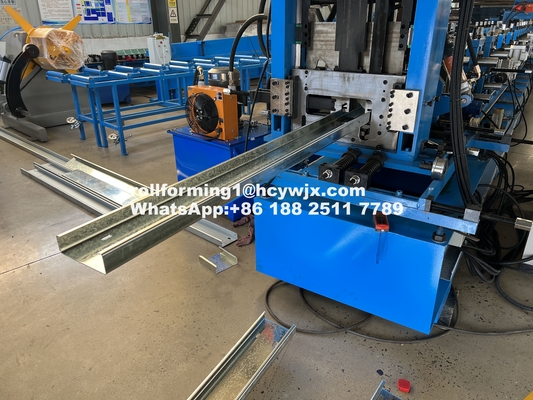 14-18 Estación de acero galvanizado CZ Purlin máquina de moldeado de rollos con control de corte preciso