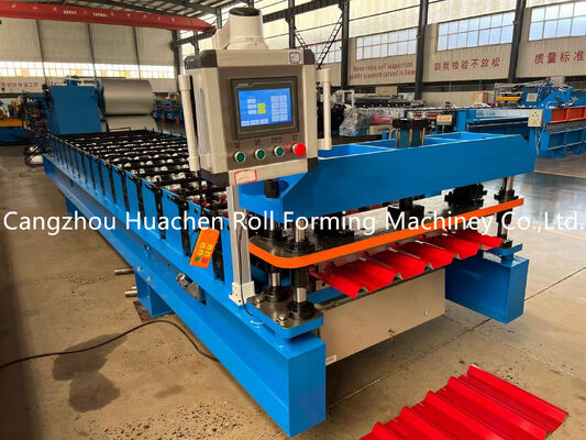 Máquina hidráulica de formación de rollos de paneles corrugados con 11 estaciones, 45# Apagado y revestimiento de acero para la fabricación de láminas de techos a una velocidad de 15-20 m/min