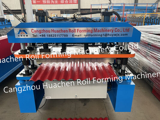 Máquina para hacer baldosas de techos de chapa metálica Máquina para formar rollos de tejas de techo onduladas y trapezoides