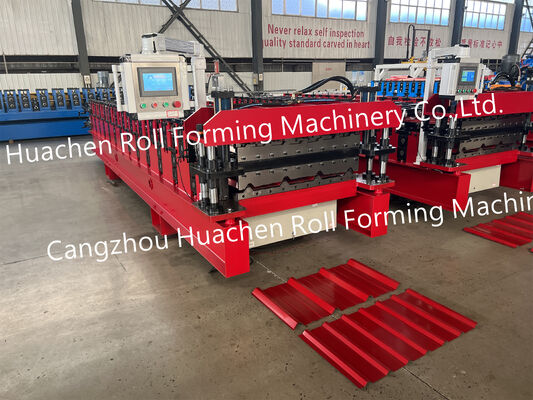 Máquina formadora de rollos de láminas de techo trapezoidales completamente automática para paneles de techo de metal