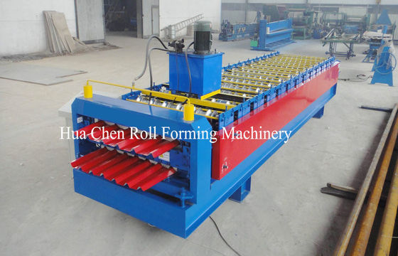 Rollo del panel del tejado de la capa doble de la placa de acero del color que forma anchura de la máquina 1200/1250m m