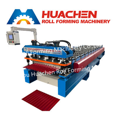Máquina para hacer baldosas de techos de chapa metálica Máquina para formar rollos de tejas de techo onduladas y trapezoides